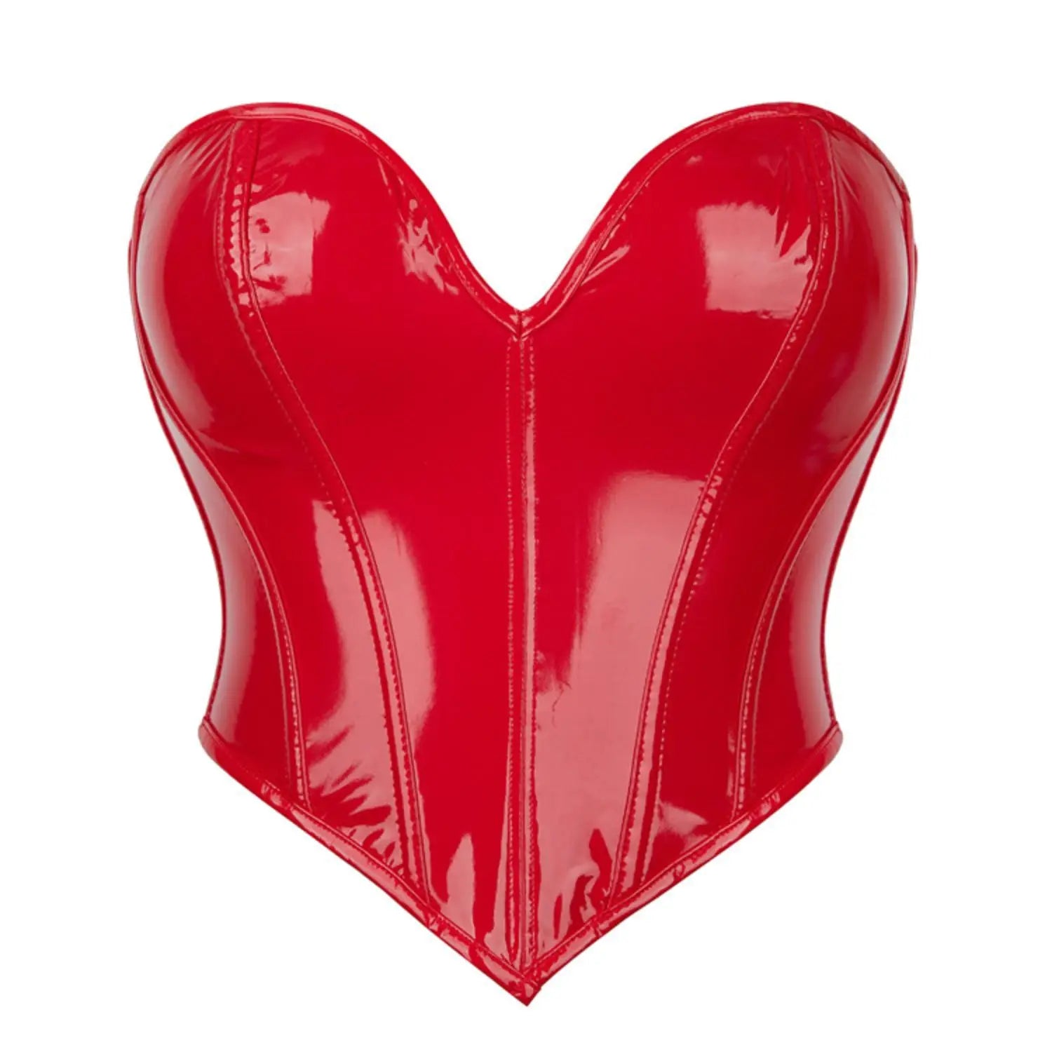 Shiny Patent Overbust Corset | Sweetheart | Black, White & Red