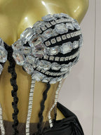 Rhinestone Sequin 2-Piece Set | Top & Skirt | Stage & Club