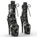 20CM Platform Ankle Boots - Lace-Up High Heel Pole Dance Boots