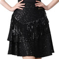Tiered Ruffle Latin Dance Skirt | Metallic Shimmer | Practice & Performance | Black