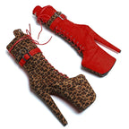 8-Inch Leopard Print Ankle Boots - Suede Platform Boots