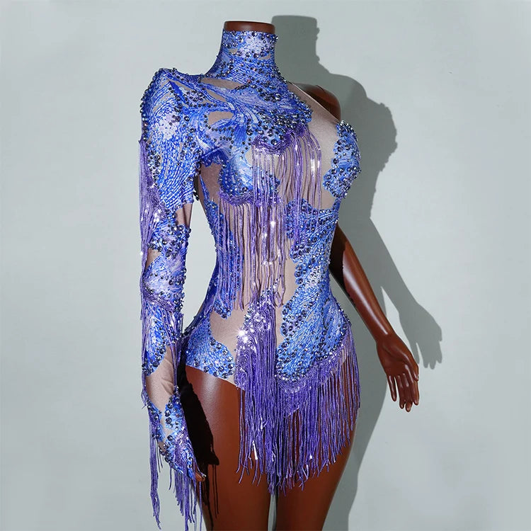 Luxe Rhythm Fringe & Rhinestone Performance Set — Multi‑Color Variants (One Size Fits S–XL)
