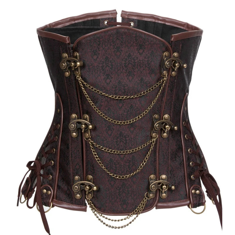 Steampunk Underbust Corset | Steel-Boned | Black & Brown