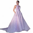 Luxury Beaded Halter Gown | Tulle A-Line | Floor-Length