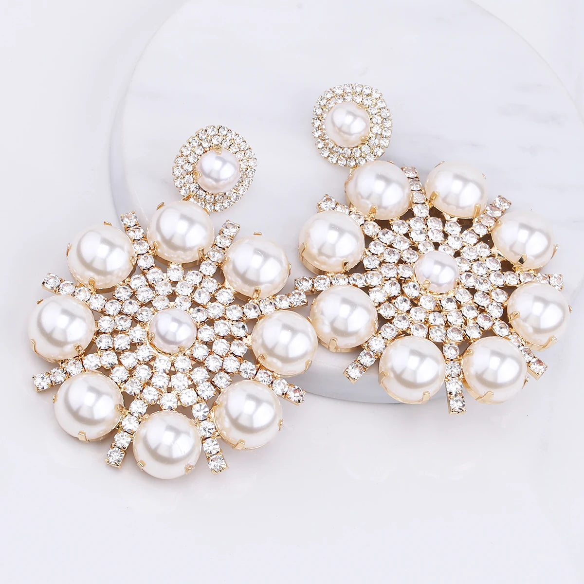 Pearl & Rhinestone Drop Earrings | 7 Colors