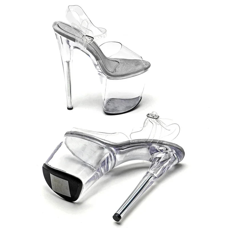 8-Inch Transparent Platform Sandals - Slip-On Heels