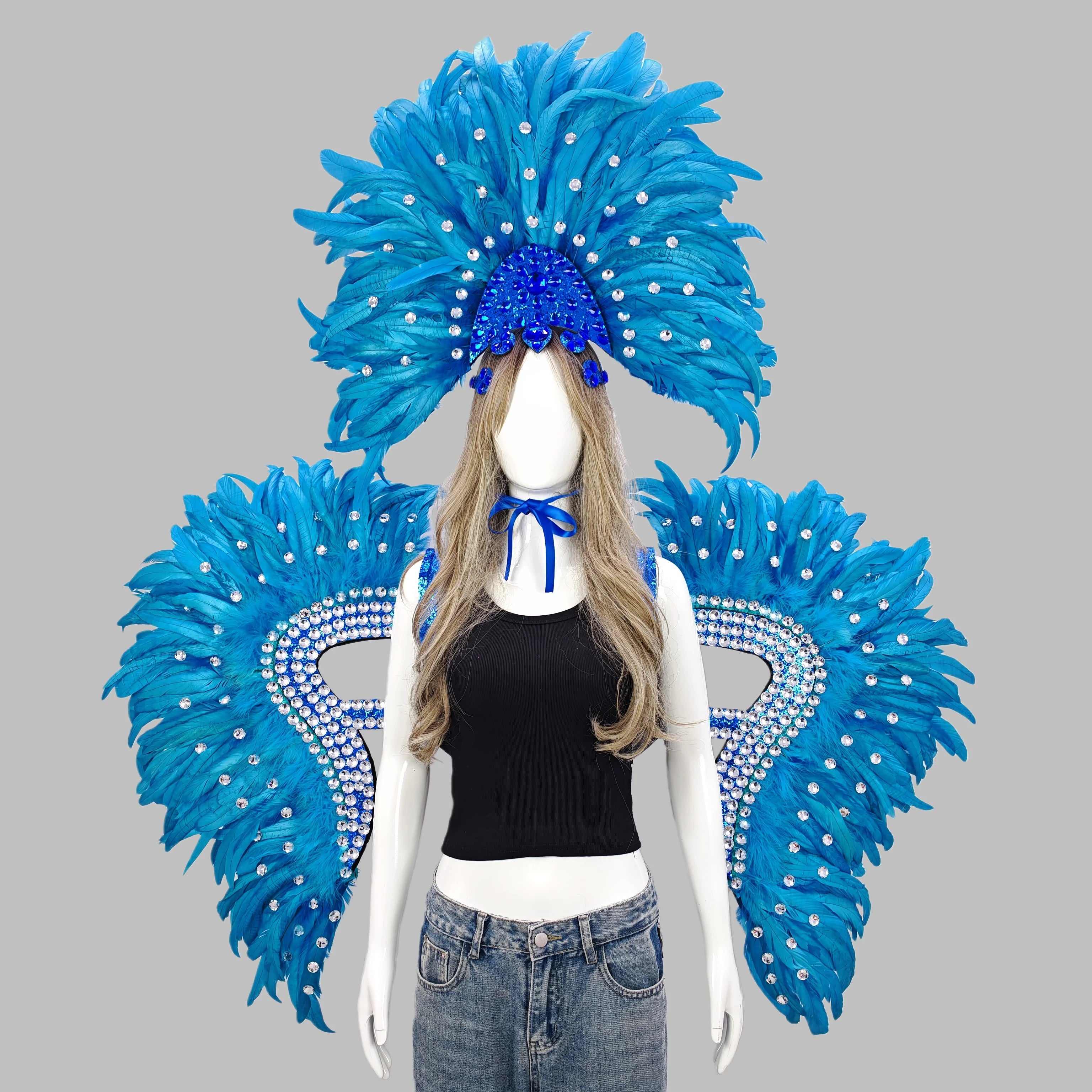 Feather Headdress & Wings Set - Carnival Stage Costume