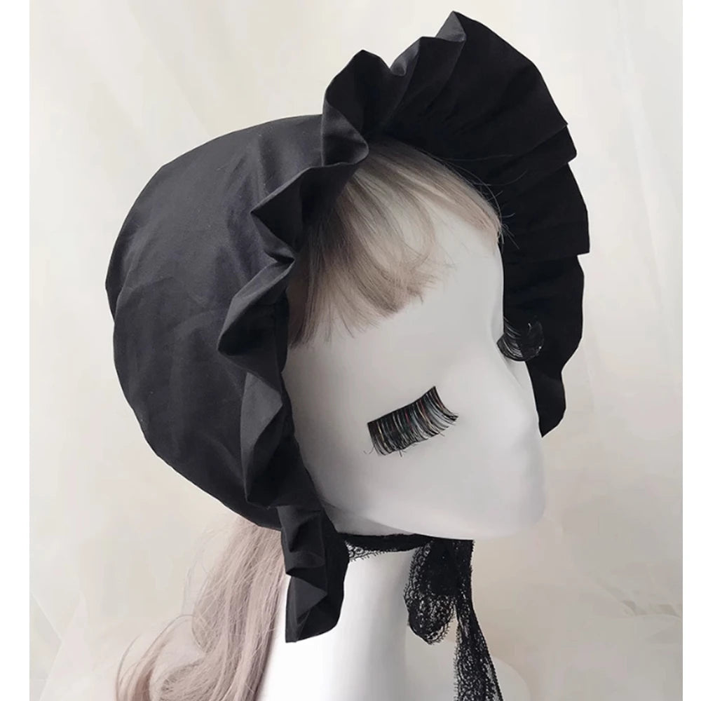 Lolita Ruffle Bonnet | Cotton & Lace | Adjustable
