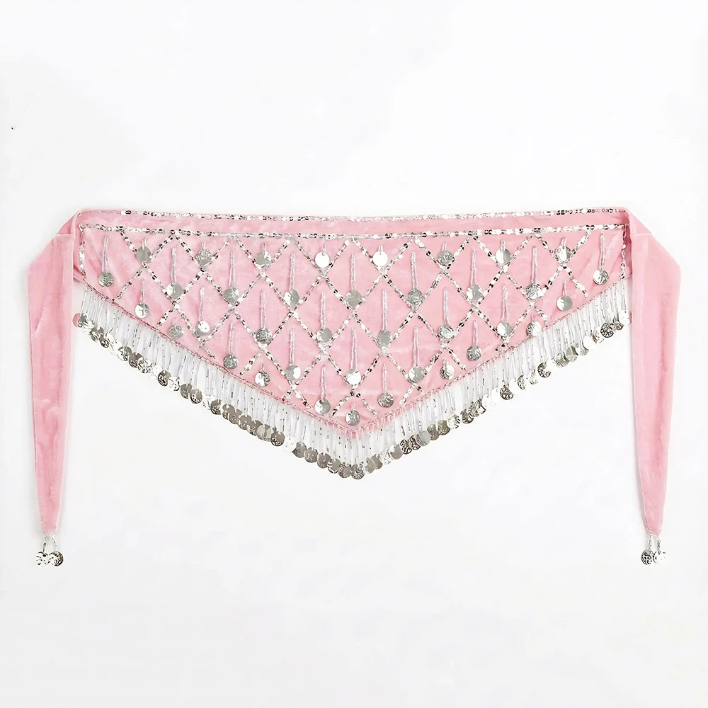 Velvet Tribal Hip Scarf | Coins & Fringe | Belly Dance