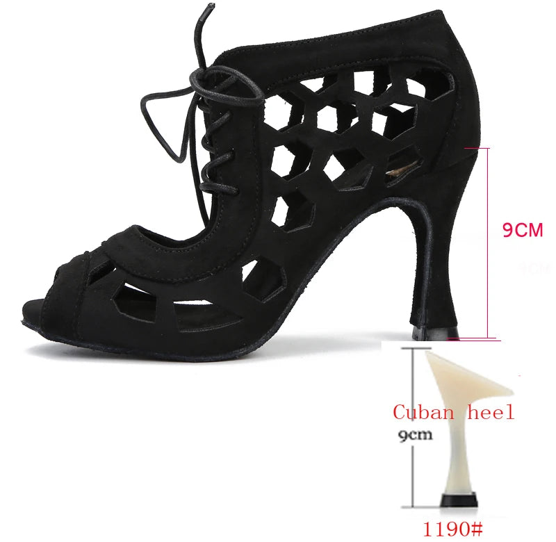 Women's Suede Latin Dance Heels | Rumba Salsa Tango | Cuban Heel