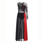 Rhinestone Lyrical Dress | Side Split | Color Block