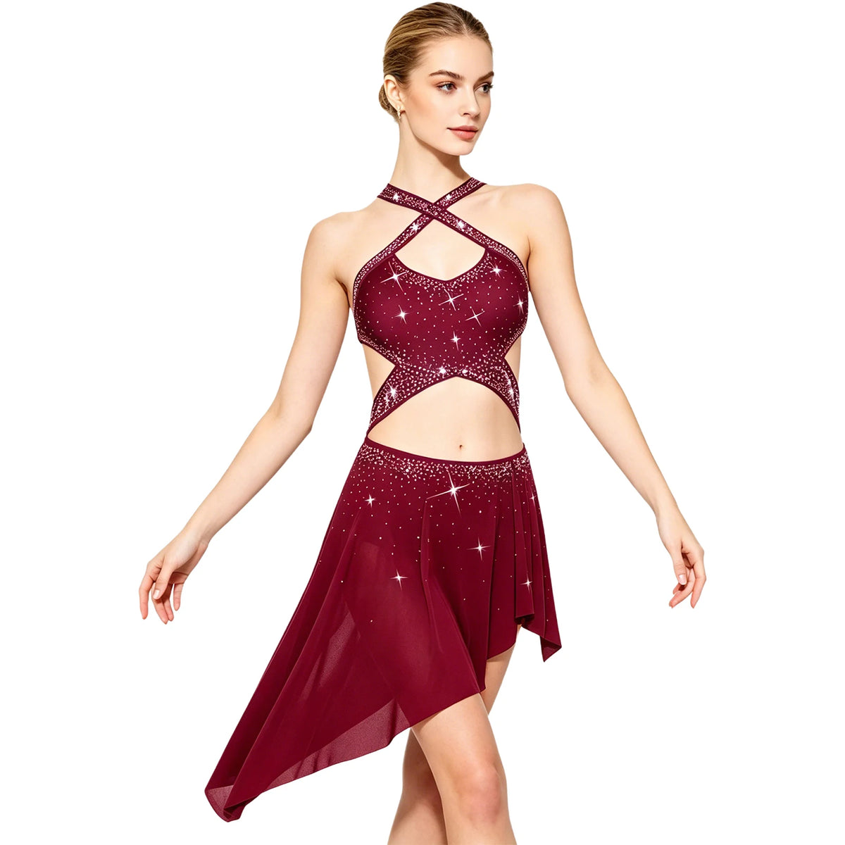 Aurora Rhinestone Ruched Dance Dress