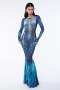Women's Mermaid Print Gown | Fishtail | Long Sleeve