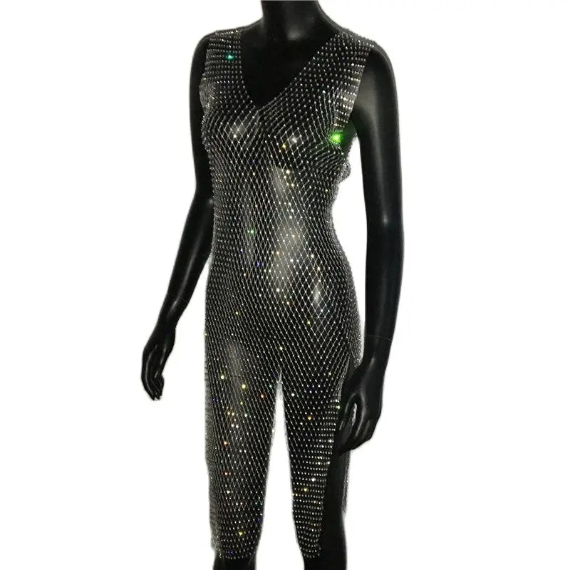 Crystal Mesh Mini Dress - Rhinestone Bodycon Nightclub Dress