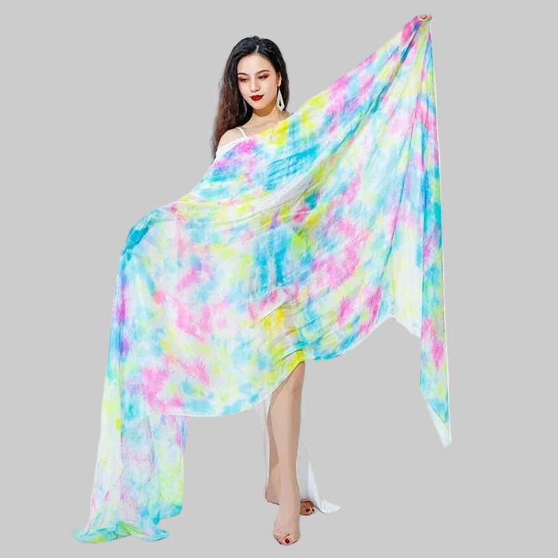 Tie Dye Silk Belly Dance Veil - Performance Scarf 250cm x 114cm