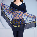 Belly Dance Hip Scarf | Sequin Fringe | Gold Coins