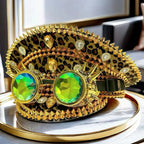 Steampunk Captain Hat | Leopard Print & Gold Goggles | Size 58/59