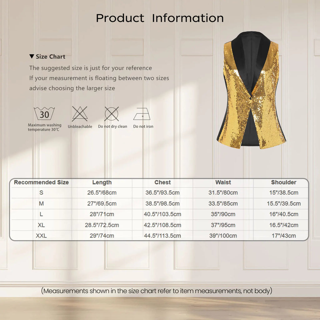 Sequin Contrast Vest | V-Neck Waistcoat | Jazz & Cabaret | Stage Performance