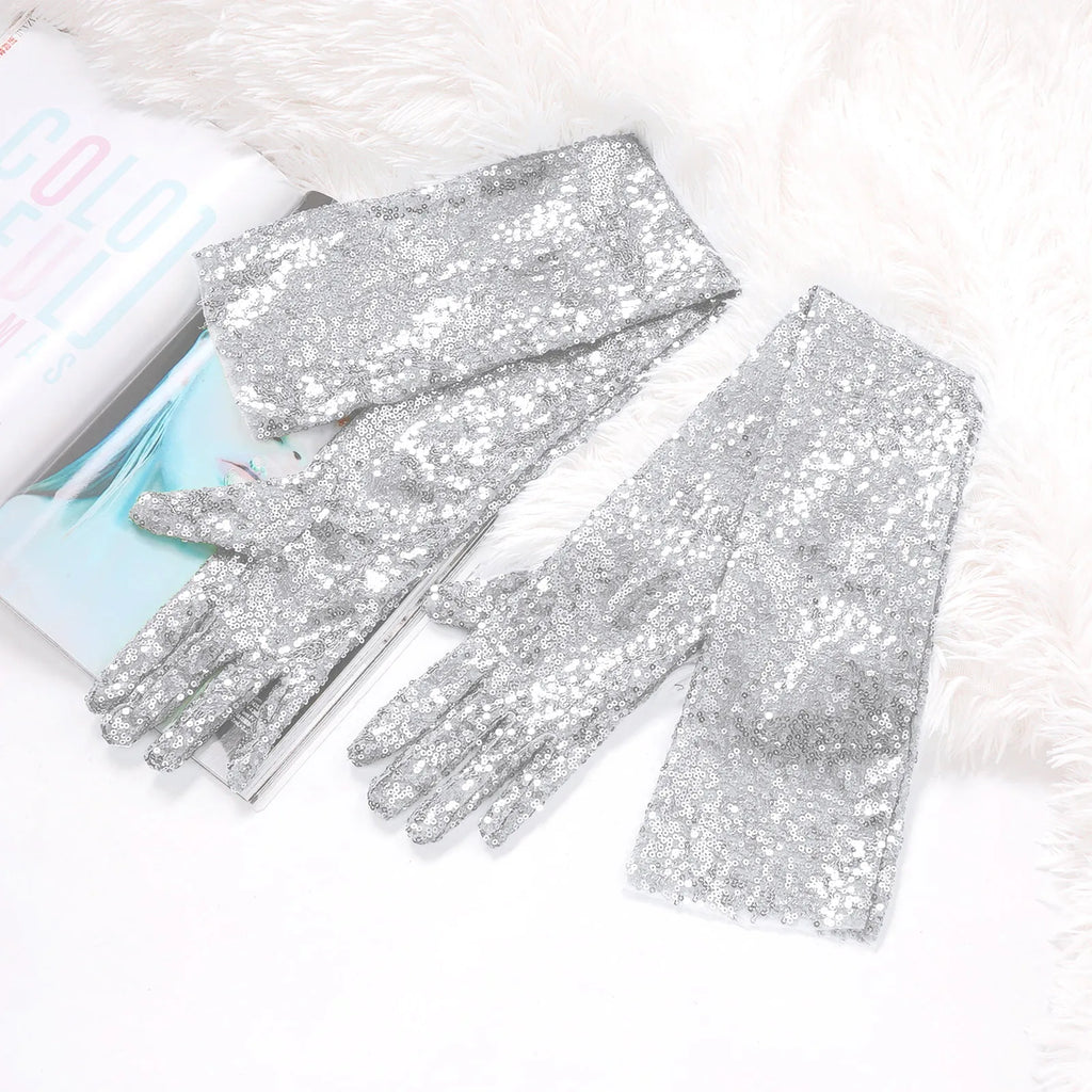 Starlight Sequin Elbow-Length Opera Gloves