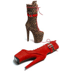 8-Inch Leopard Print Ankle Boots - Suede Platform Boots