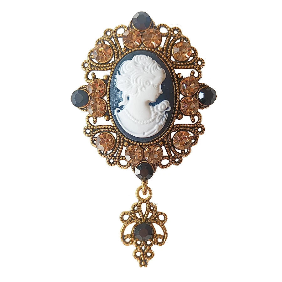 Victorian Cameo Portrait Brooch | Antique Gold & Silver | Vintage Pin