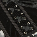Gothic Bat Print Mesh Corset | Boned Waist Cincher | Black