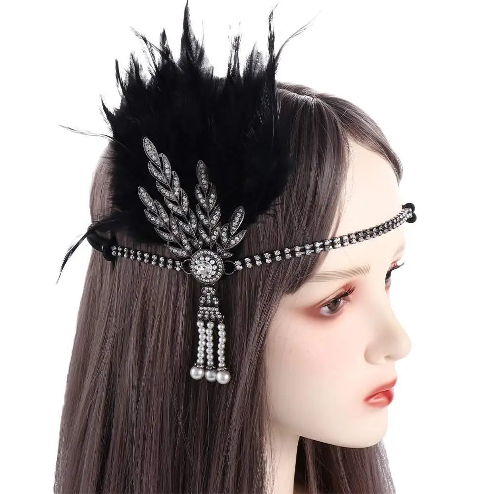 1920s Gatsby Feather Headband | Rhinestone & Pearl | 6 Styles