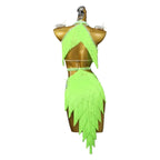 Latin Samba Cabaret Dance Dress – Rhinestone Tassel Floral Stage Costume