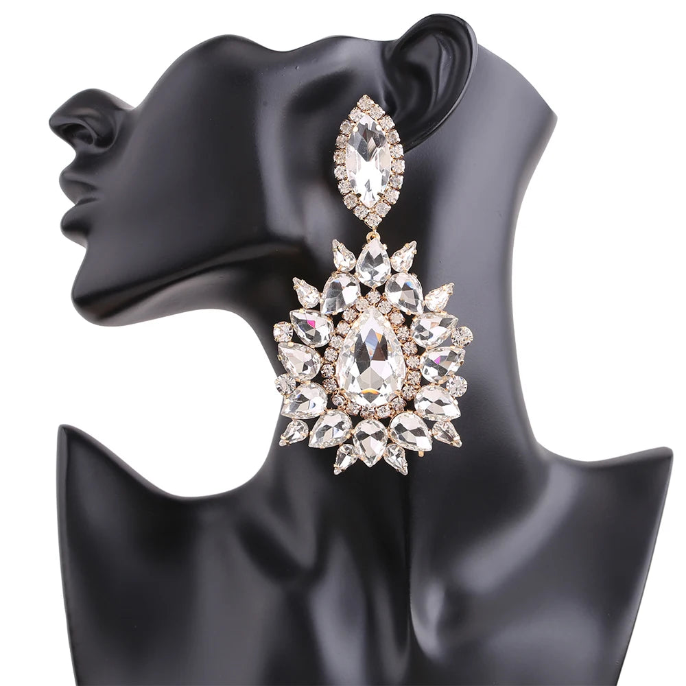 Rhinestone Drop Earrings | Clip or Pin