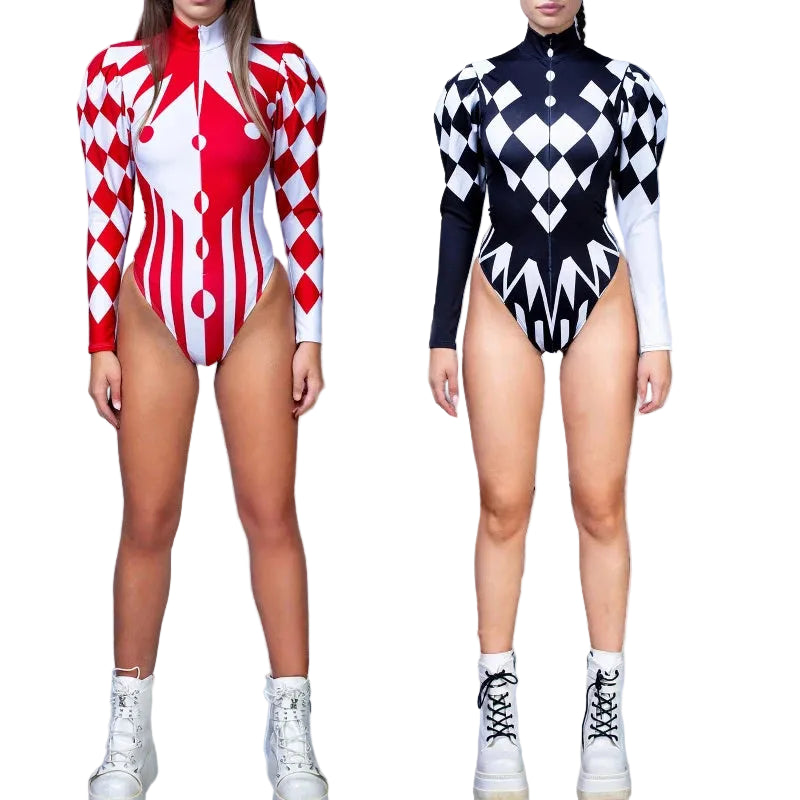 Harlequin Bodysuit | Diamond Print | Clown & Circus Stage Costume