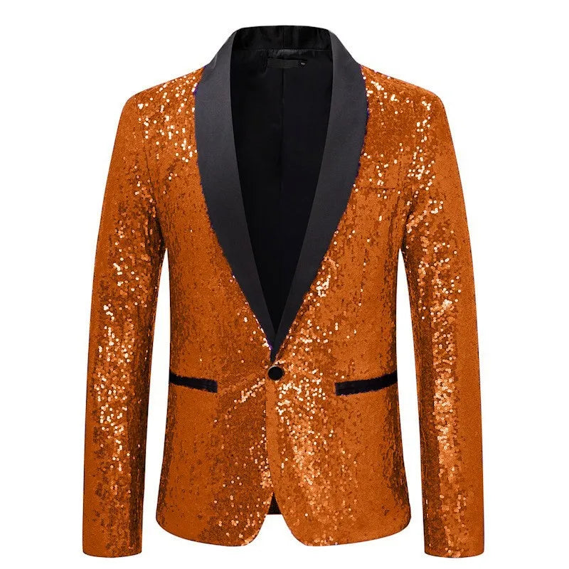 Men's Sequin Blazer | Shawl Collar | Stage & Performance | 12 Colors