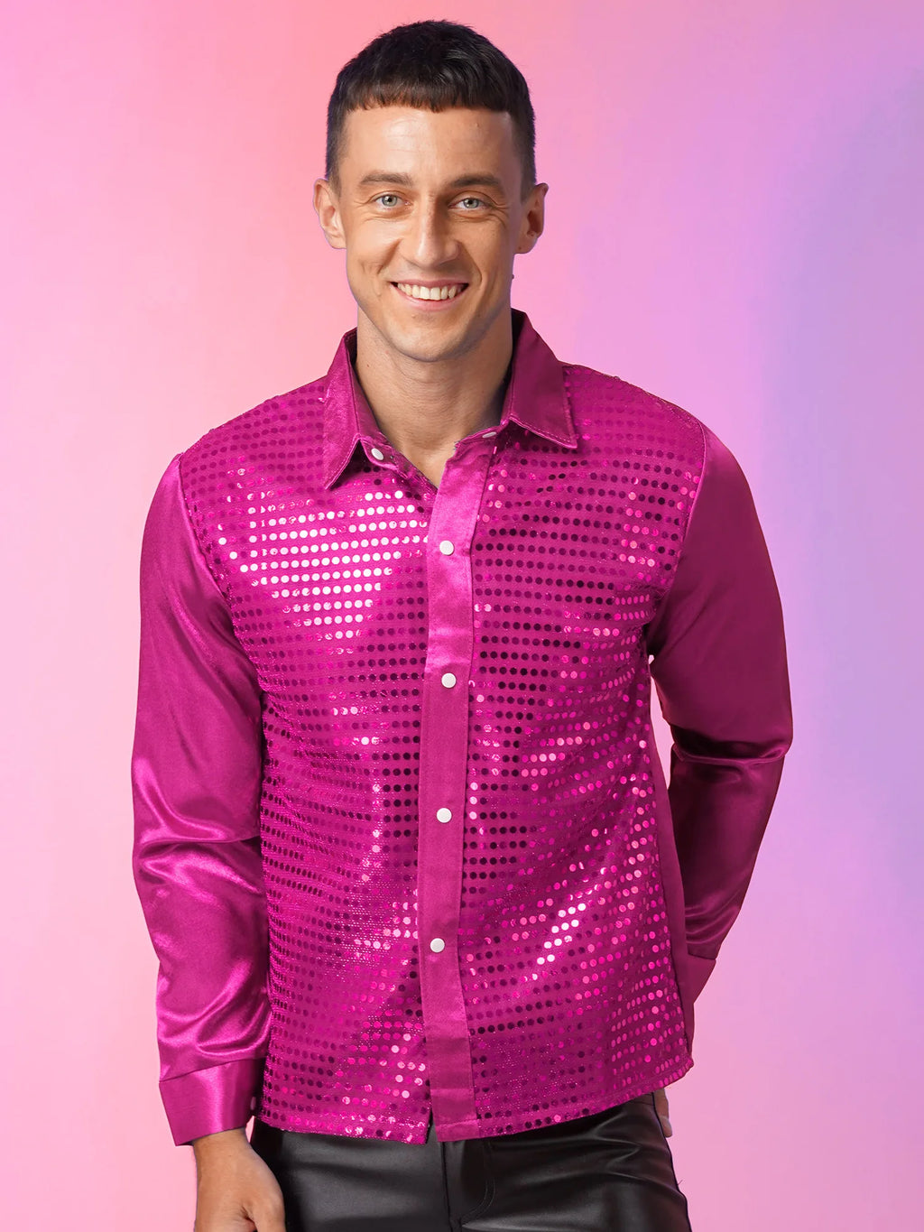 Men's Sequin Shirt | Long-Sleeve Sparkle