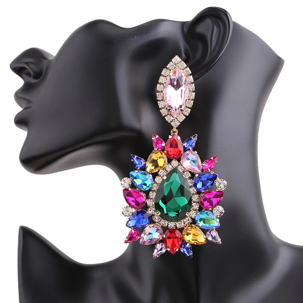 Rhinestone Drop Earrings | Clip or Pin