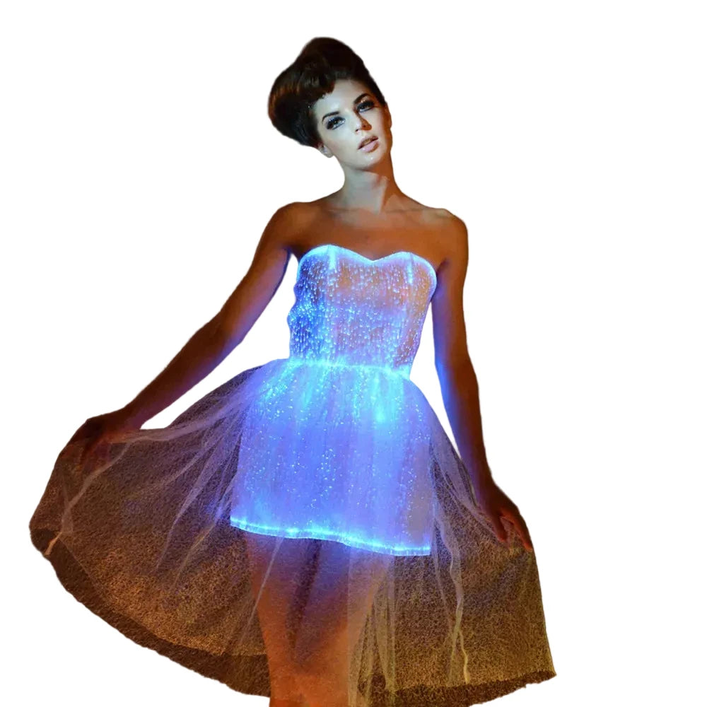Optic Fibre Luminous Gown | Strapless LED Ballroom Dress | Singer & Stage
