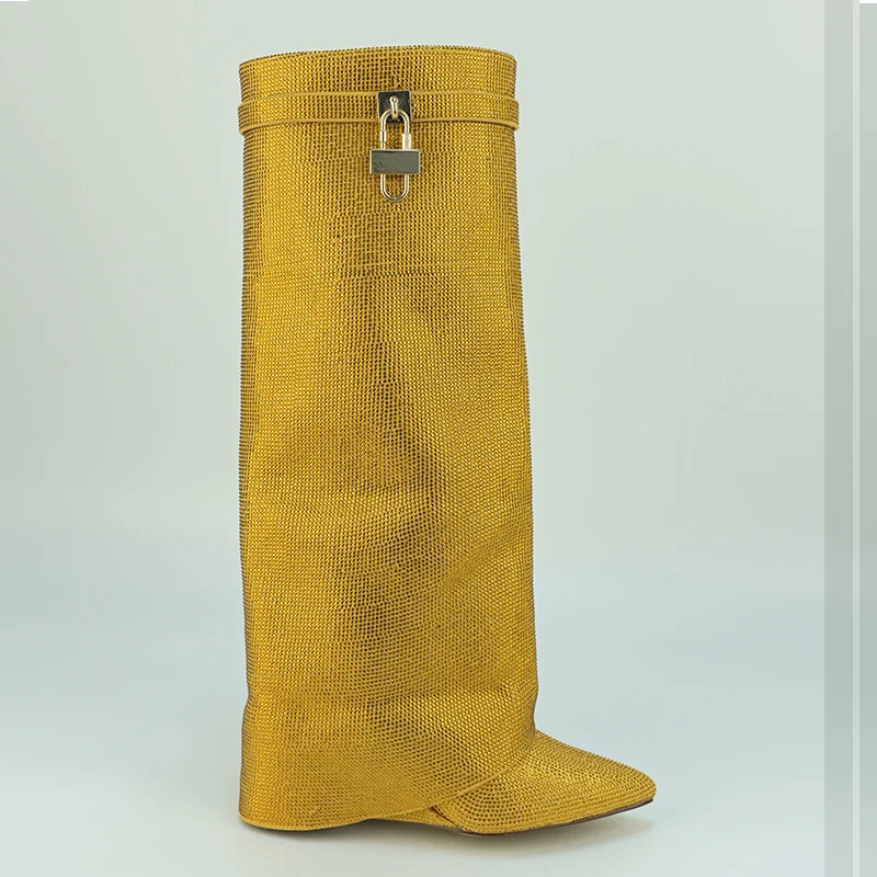 Rhinestone Knee-High Boots | Pointed Toe | 9 Colors