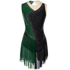 Skating Dress | Rhinestone Color-Block Mesh