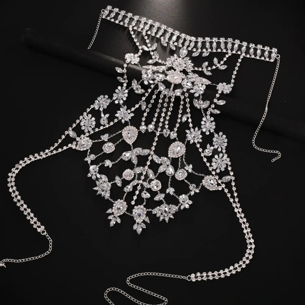 Crystal Rhinestone Body Chain | Statement Chest Chain