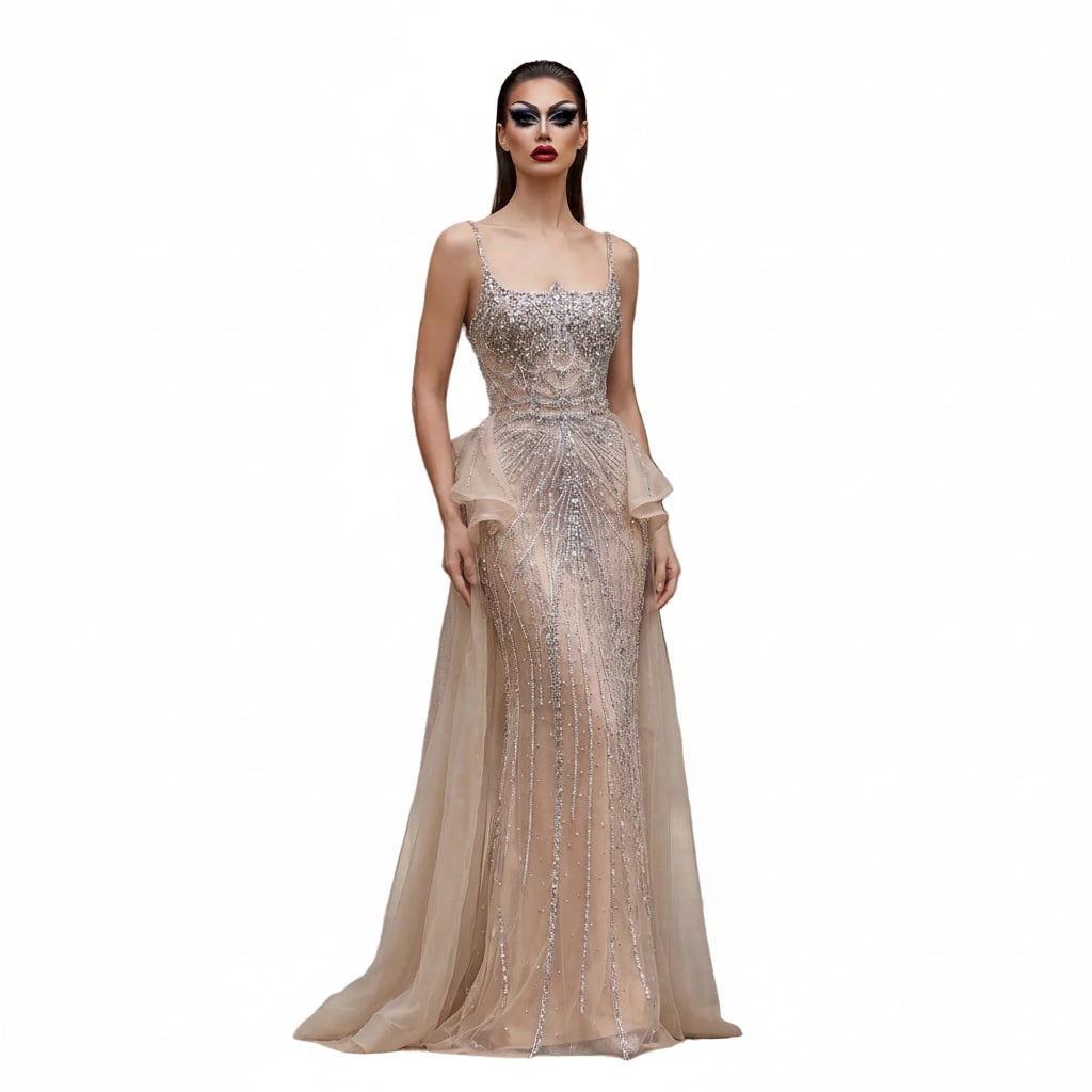 Ruffle Overskirt Mermaid Gown | Sweetheart | Sweep Train