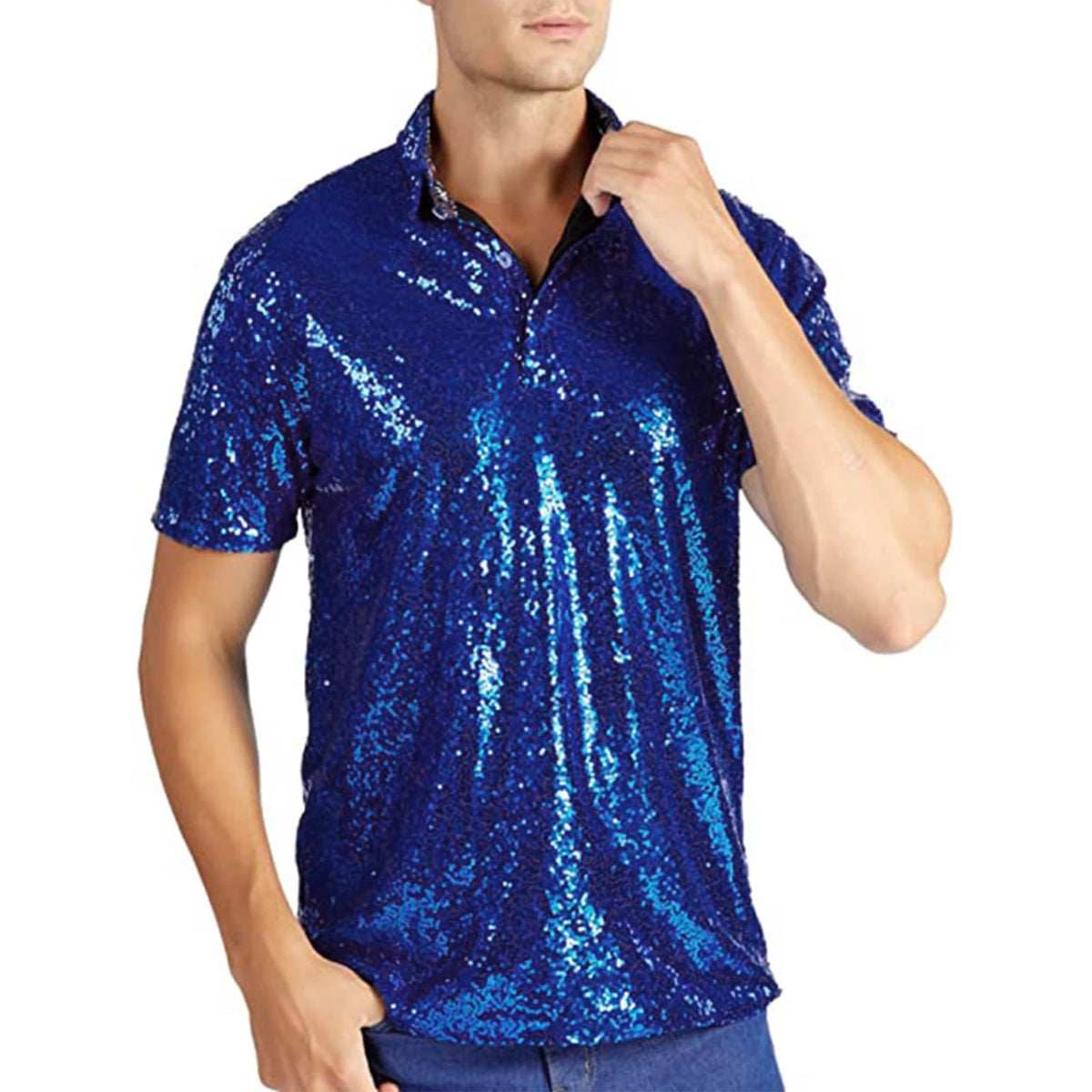 Men's Sequin Polo Shirt | Short Sleeve | Stage