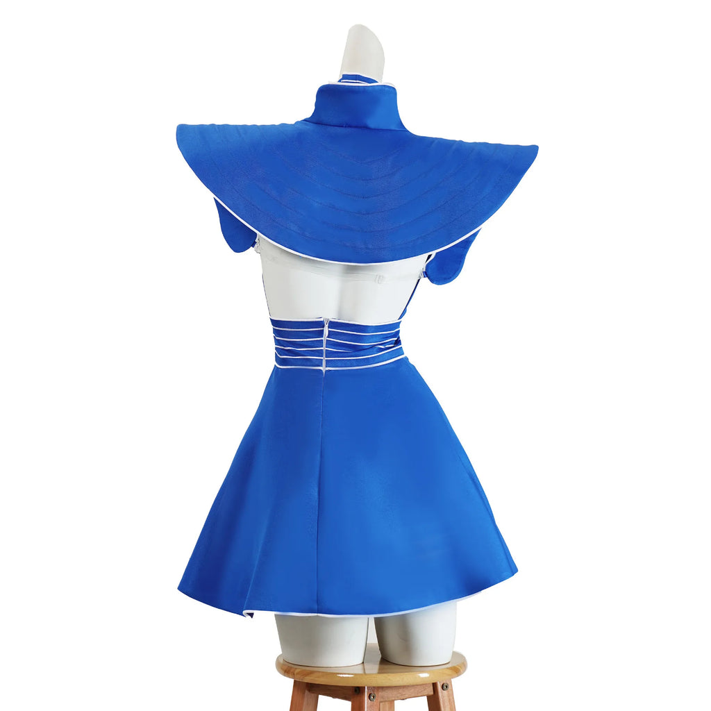 Retro Flight Attendant Costume | Blue Dress & Hat