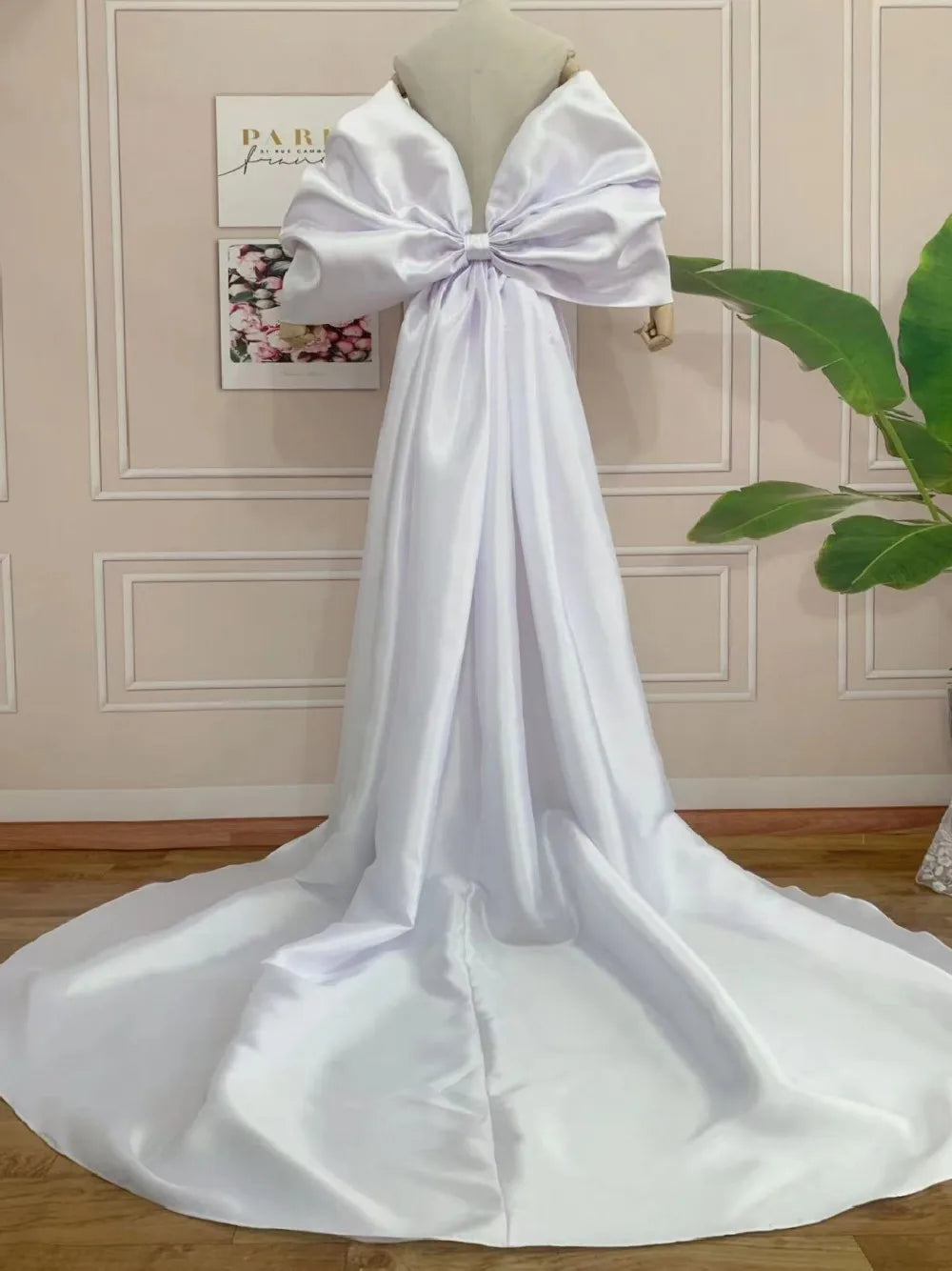 Mikado Cape | Oversized Bow Sleeves & 2M Train | Pageant & Bridal