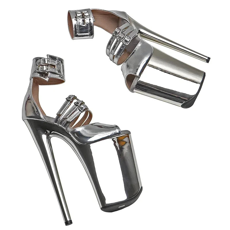 23CM Platform Pole Dance Sandals - Ultra High Heel Open Toe Performance Heels