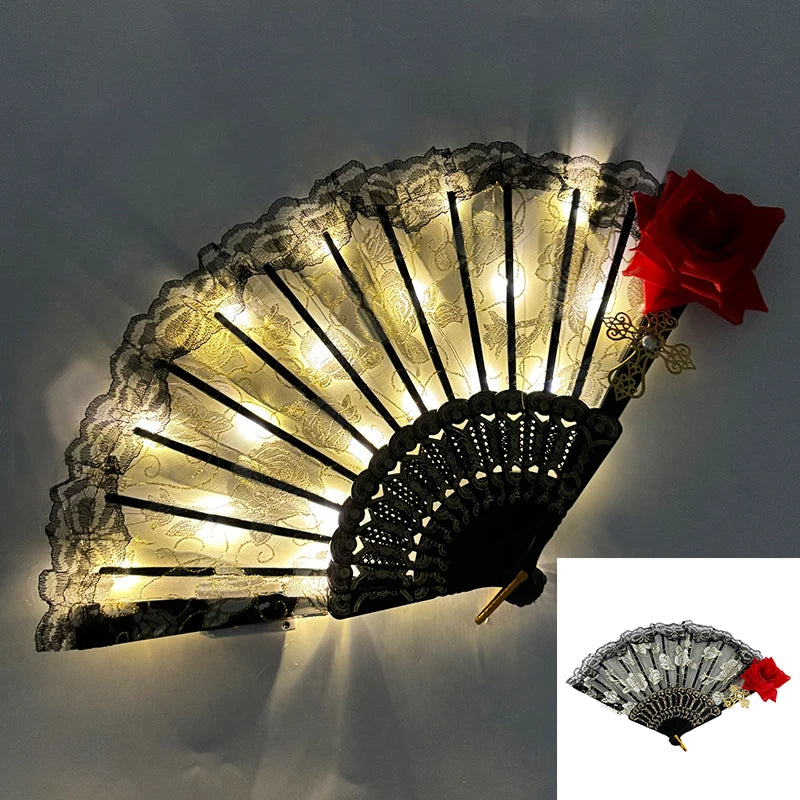 LED Lace Hand Fan | Light-Up Dance & Performance Fan