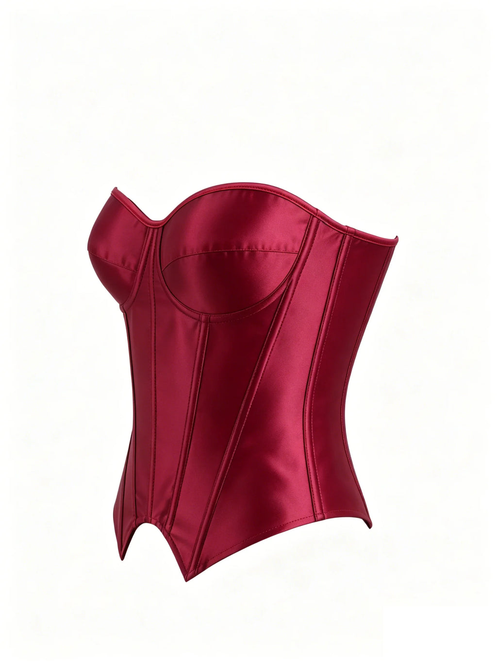 Burgundy Satin Corset Top | Side Zip | Hourglass Shaping