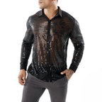 Men's Sequin Disco Shirt | Long Sleeve | Button-Down
