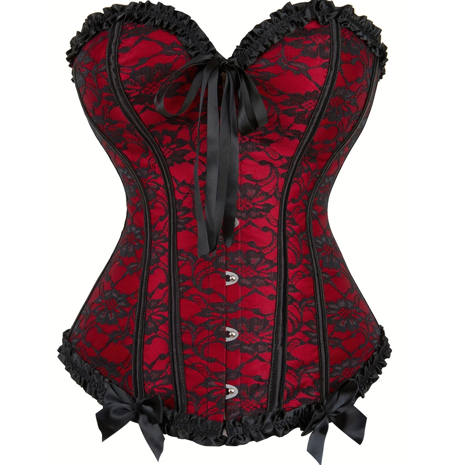 Overbust Corset | Burlesque Waist Cincher | Bow Detail
