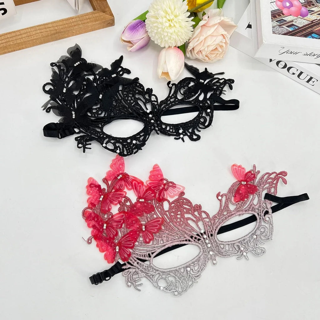 Butterfly Lace Masquerade Mask | Half Face | 7 Colors