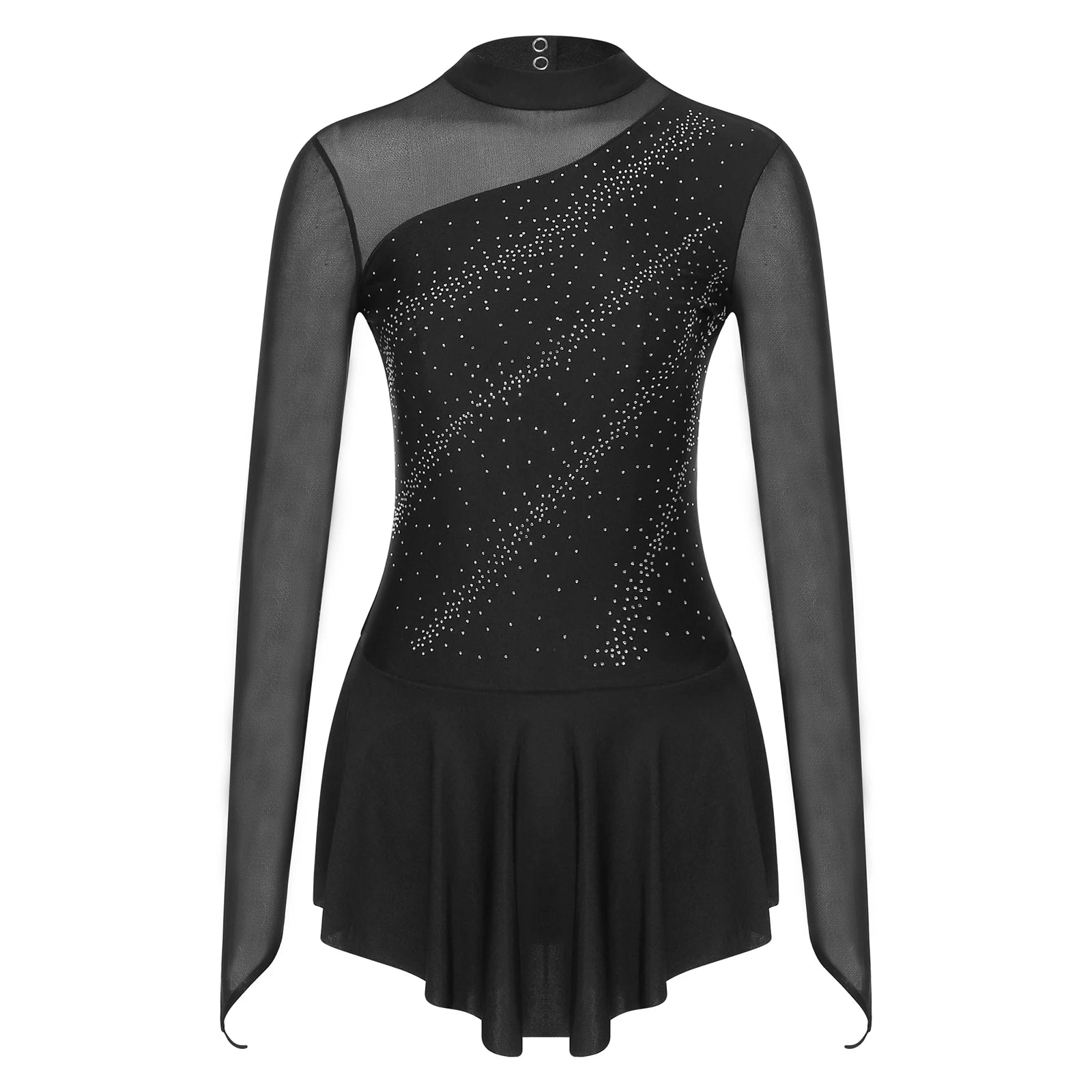 Women's Rhinestone Ruched Dance Dress | Sleeveless | Ballet & Figure Skating