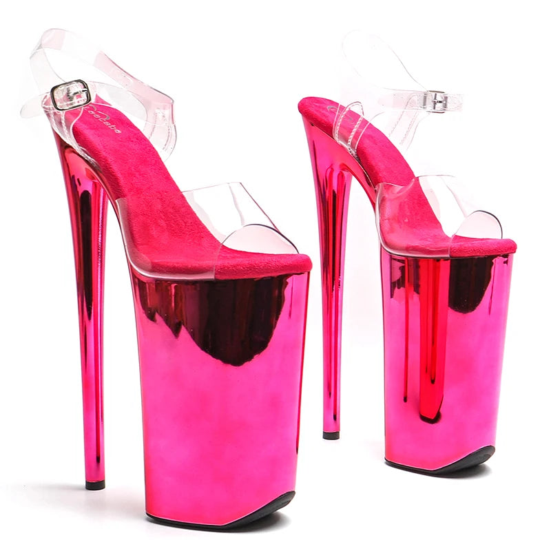 10-Inch Electroplated Platform Heels - Open Toe Exotic Dance Sandals