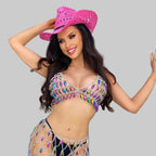 Crystal Acrylic Halter Bra Top - Transparent Backless Bikini Top